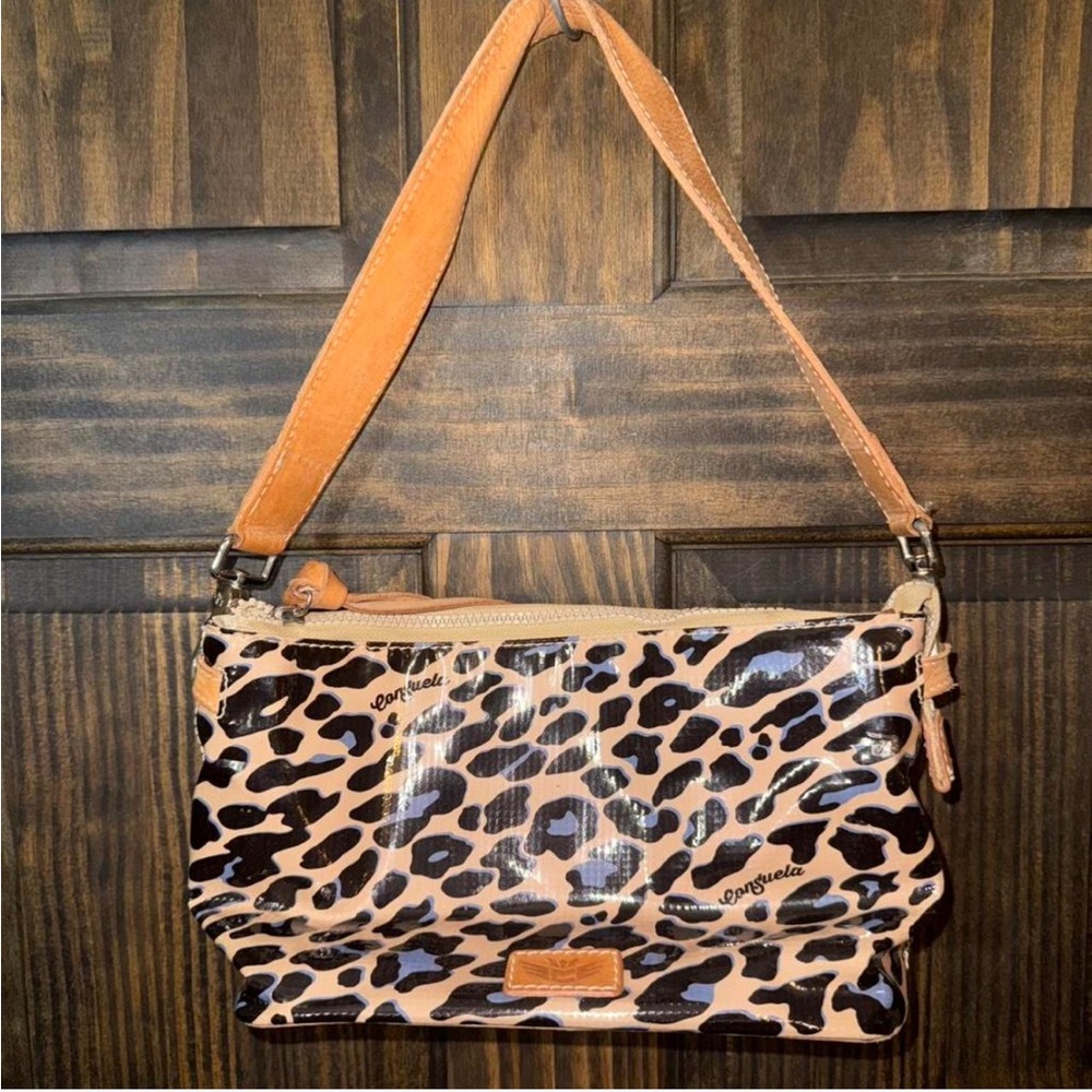 Consuela Leopard Print Shoulder Bag with Tan Strap